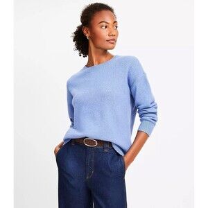 Tahari Luxe 100% Cashmere Sky Blue Relaxed Fit Cozy Sweater M